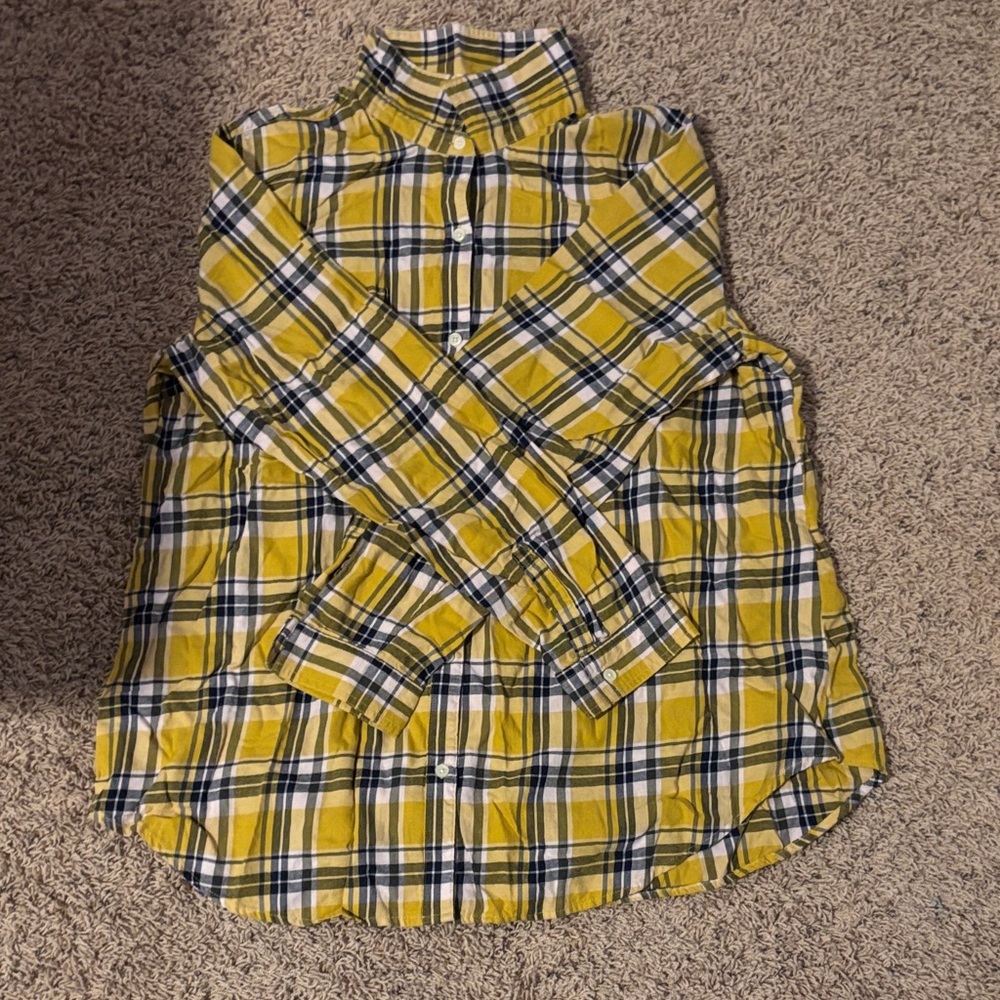 Old Navy Yellow Plaid Kids Button-Down Shirt